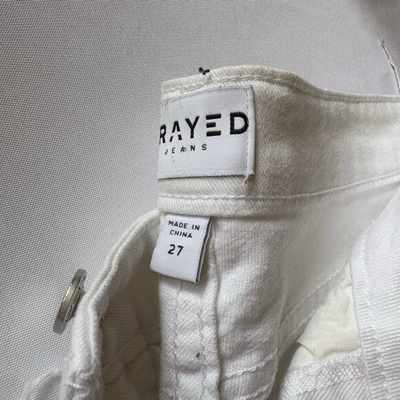 Frayed Jeans - white cropped raw edge jeans - Size 27 - Picture 8 of 9